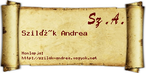Szilák Andrea névjegykártya